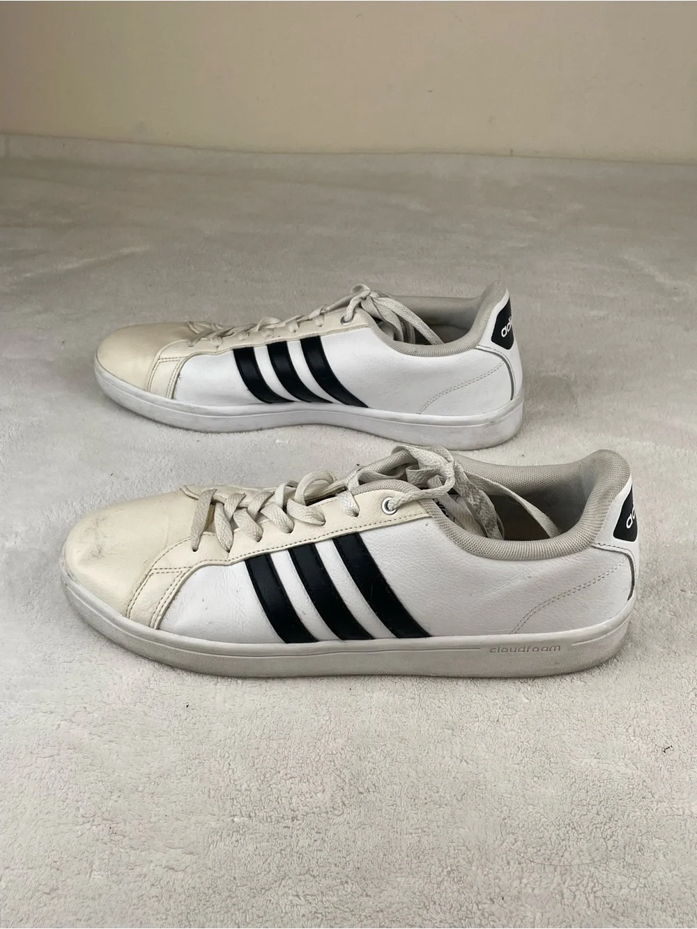 adidas Neo Cloud White Sneakers with Black Three Stripes
